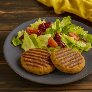 Burger e insalata verde mista